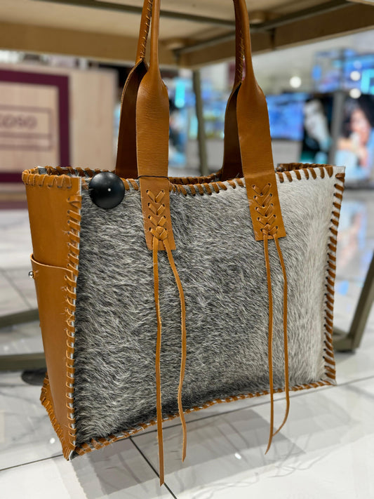Cartera estancia curry pelo gris